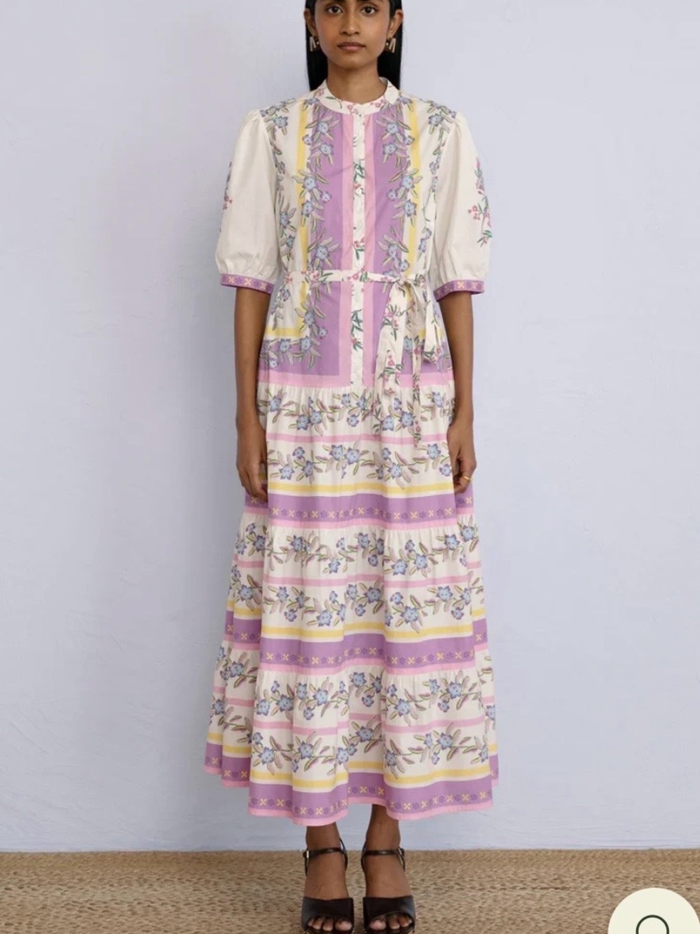 Banjanan Saylor dress Afterglow Puff-Sleeve Maxi Dress in Lilac and Cream